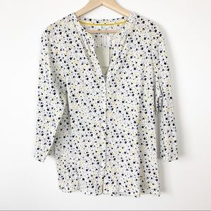 Boden New button front tee white blue stars sz 16